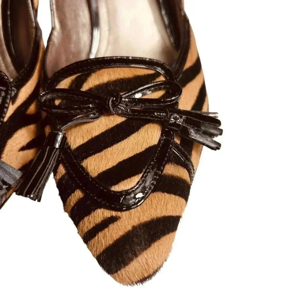 Joan & David 2" Kitten Heel Zebra Print Pony Hair… - image 6